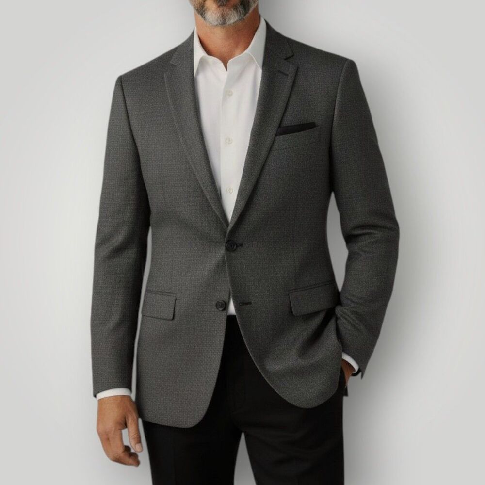 KENNETH COLE Mens Blazer 44L Sport Coat Two Button Suit Jacket Wool/Cotton